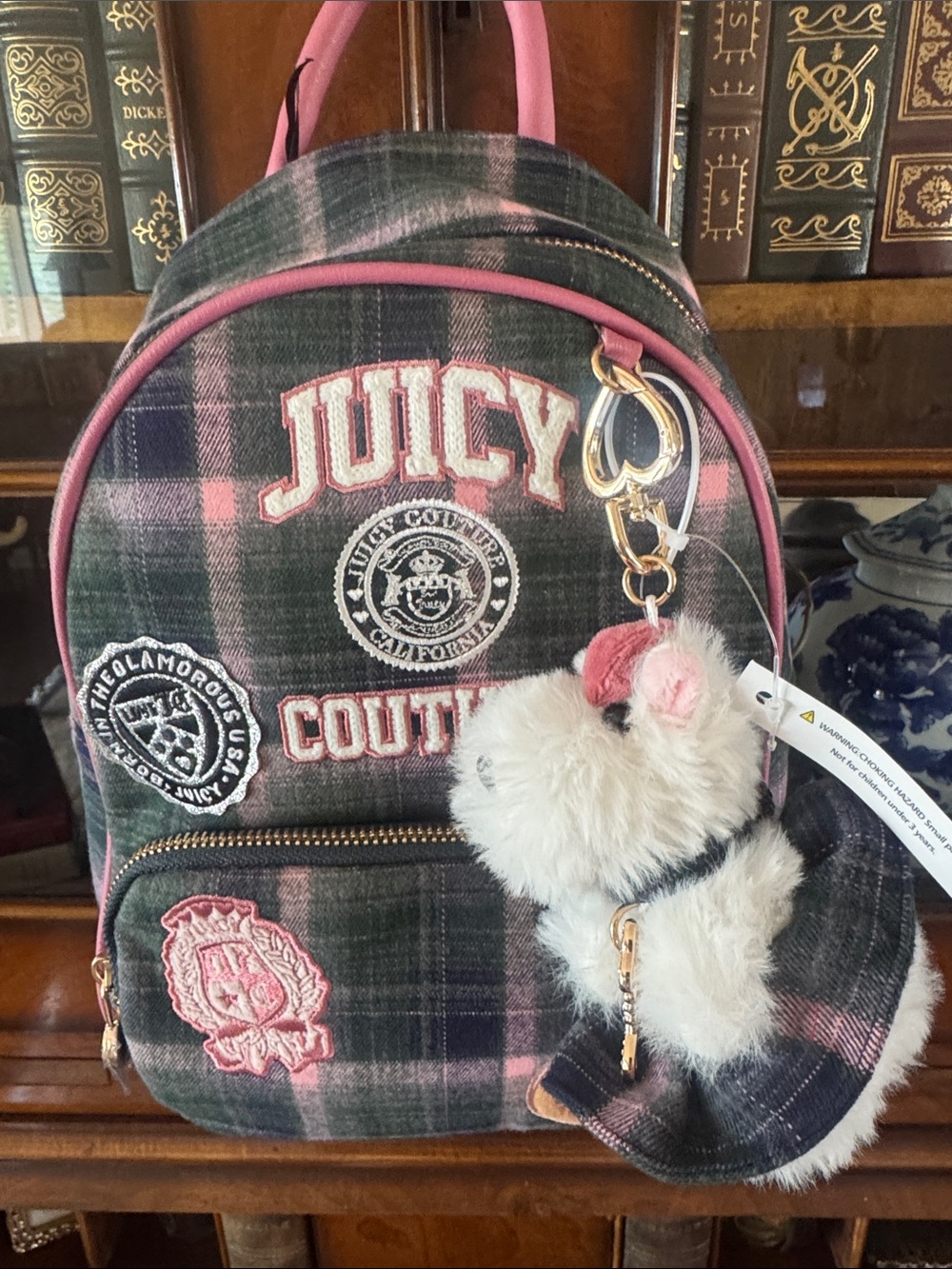 Juicy Couture Super Greens Varsity Backpack w/ Scottie Dog & Charms- New!